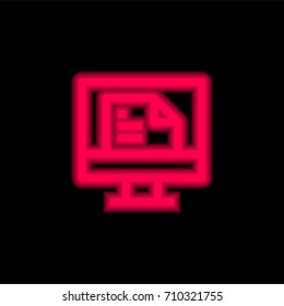 Content red glowing neon ui ux icon. Glowing sign logo vector