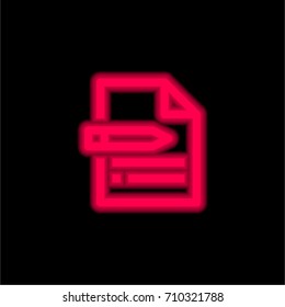 Content red glowing neon ui ux icon. Glowing sign logo vector