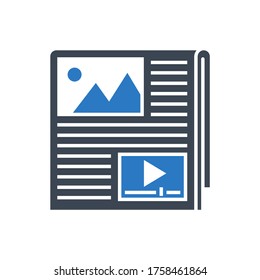 Icono de glifo vector relacionado con el contenido. Aislado en fondo blanco. Ilustración vectorial.