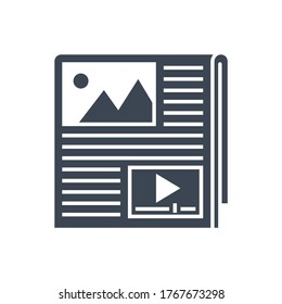 Content Related Vector Glyph Icon. Isolated on White Background. Vector Illustration.