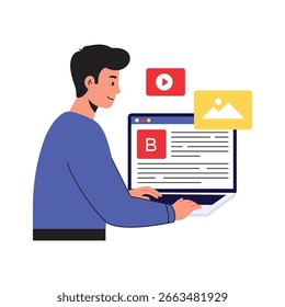 Ilustración vectorial plana de revisión de contenido.