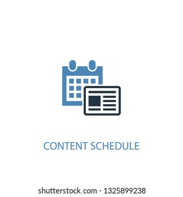 content schedule concept 2 colored icon. Simple blue element illustration. content schedule concept symbol design. Can be used for web and mobile UI/UX