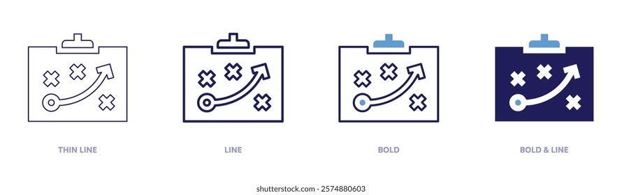 Content segmentation icon in 4 different styles. Thin Line, Line, Bold, and Bold Line. Duotone style. Editable stroke.