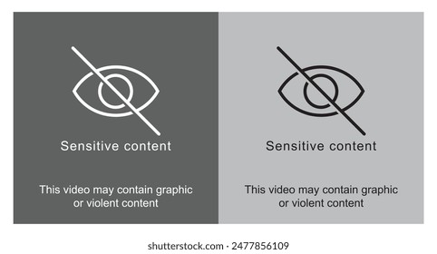 Símbolo de contenido sensible, símbolo de contenido sensible aislado, Ilustración vectorial de icono de contenido sensible, símbolo de ojo tachado.