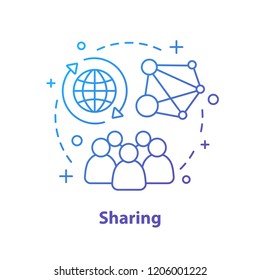 Content sharing concept icon. Networking idea thin line illustration. Social media. Online community. Vector isolated outline drawing