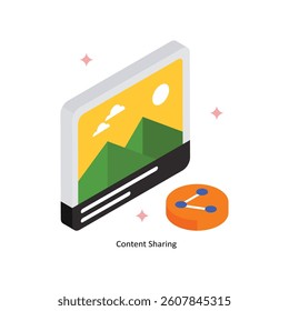 Content Sharing Concept isometric Style Illustrations. Eps 10 File 