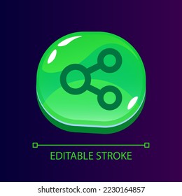 Content sharing glossy ui button with linear icon. Social media function. Repost information. Isolated user interface element for web, mobile, video game design. Editable stroke. Arial font used