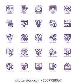 Content Sharing icon pack for your website, mobile, presentation, and logo design. Content Sharing icon basic line gradient design. Vector graphics illustration and editable stroke.