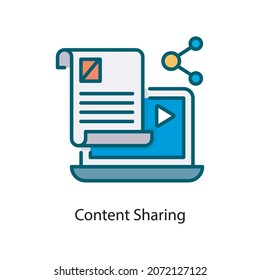 Content Sharing vector Fill Outline Icon Design illustration. Social Media Symbol on White background EPS 10 File
