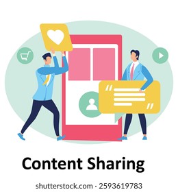 Content Sharing Vector Illustration Which can easily modify or edit Which can easily modify or edit

