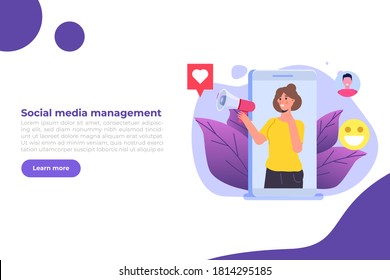 Content SMM manager strategy processes concept. Flat vector illustration.