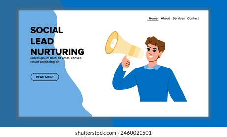 content social lead nurturing vector. automation conversion, relationship funnel, customer communication content social lead nurturing web flat cartoon illustration