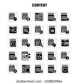 Content Solid Glyph Icon Pack For Designers And Developers. Icons Of Web, Content, Detail, Web, Book, Content, Calendar, Date, Vector