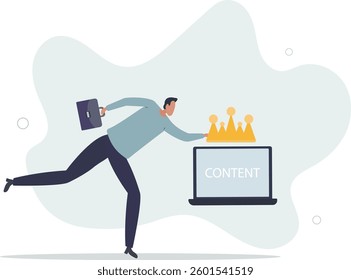 Content strategy for advertising and marketing, brand communication or social media idea, customer engagement concept.flat character life .