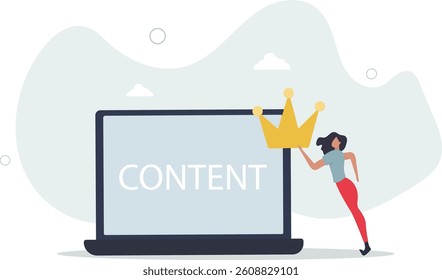 Content strategy for advertising and marketing, brand communication or social media idea, customer engagement concept.flat character life .
