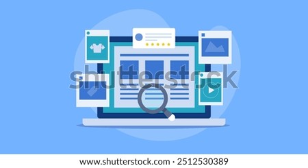 Content strategy for business development, Creating high quality content for Social media marketing, content marketing - vector illustration background with icons