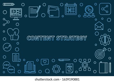 Content Strategy concept outline colorful vector horizontal frame on dark background