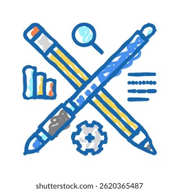 Vector de dibujo de icono de doodle de estrategia de contenido. signo de estrategia de contenido. ilustración de símbolo aislado