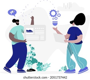 Concepto de ilustración plana de Estrategia de contenido Social Media, estilo moderno mínimo, perfecto para páginas de inicio, plantillas, interfaz de usuario, web, aplicación móvil, afiches, banners, volantes, desarrollo. vector