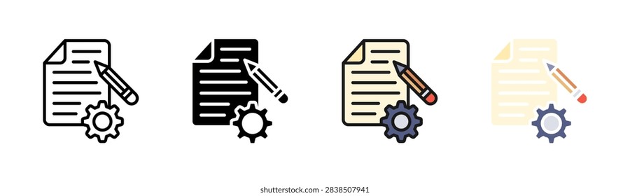 Content Strategy icon set multiple style collection