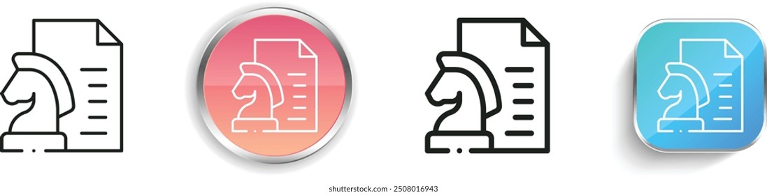 Inhaltsstrategie-Symbol. Design mit dünnen Linien, regelmäßigen Linien und Schaltflächen einzeln auf weißem Hintergrund