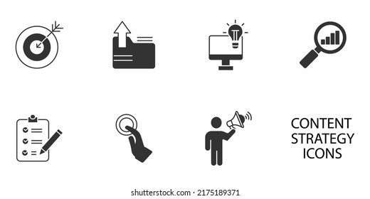 content strategy icons set . content strategy pack symbol vector elements for infographic web