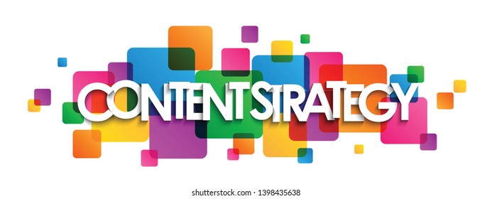 Typografie-Banner der INHALTSTRATEGIE mit überlappenden Quadraten