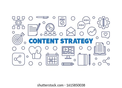 Content Strategy vector concept outline horizontal illustration or banner