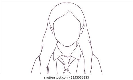 Content Student Wearing Uniform, hand drawn style vector illustration