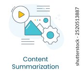 Content Summarization Icon Design. Representing Media Summaries.Content Overview.Quick Insights.AI Analysis. EPS icon.