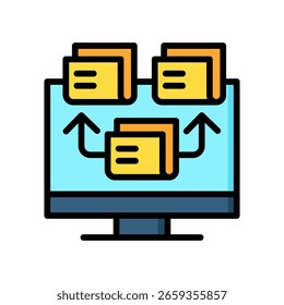 Vektorgrafik mit linearem Farbsymbol für die Inhaltssynchronisierung