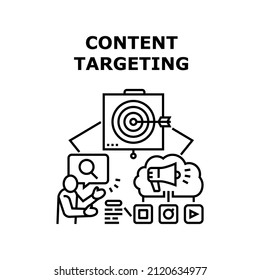 Content targeting digital business strategy. web media. social concept. internet website. seo marketing vector concept black illustration