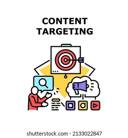 Estrategia de negocio digital dirigida al contenido. medios web. concepto social. sitio web de Internet. ilustración de color de concepto de vector de marketing de seo