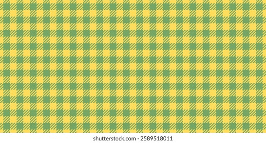 Content tartan pattern plaid, composition seamless fabric texture. 1940s background check vector textile in mustard and green colors palette.