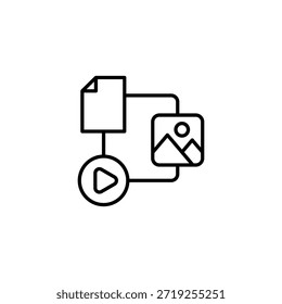 Icono De Esquema Del Proceso De Transformación De Contenido Para Multimedia