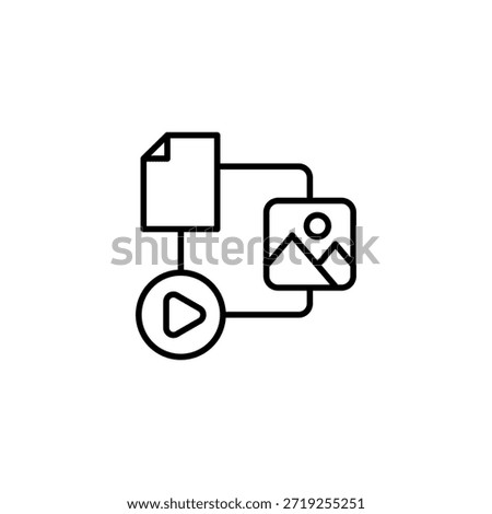 Content Transformation Process Outline Icon For Multimedia