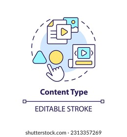 Content type concept icon. Blog post. Marketing campaign. Target audience. Social media. Internet communication abstract idea thin line illustration. Isolated outline drawing. Editable stroke