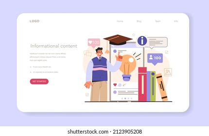 Content type, informational content. Social media content manager guidance. How create visual content. Digital promotion technology. Flat vector illustration