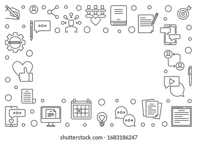 Content vector concept minimal outline illustration or horizontal frame