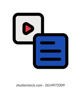 Content Vector Design for Digital Marketing Strategy. Article creation icon, visual media tools, online communication concept. Filled Line Icon