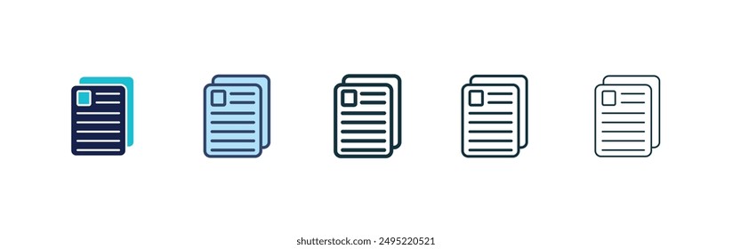 Content vector icon set black filled and outlined style.