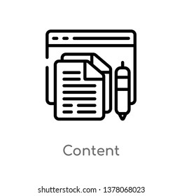 content vector line icon. Simple element illustration. content outline icon from seo & web concept. Can be used for web and mobile