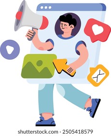Content And Video Marketing abstract concept vector illustration set. Marketing campaign management, video content, email marketing, social media metrics, audience engagement abstract metaphor