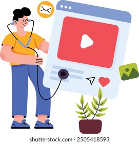 Content And Video Marketing abstract concept vector illustration set. Marketing campaign management, video content, email marketing, social media metrics, audience engagement abstract metaphor