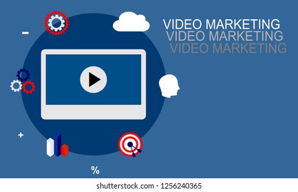 Content of video marketing. Concept flat design vector.