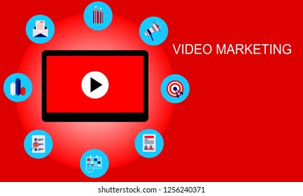 Content of video marketing. Concept flat design vector.