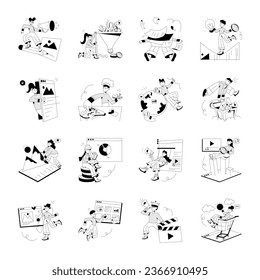Content and Video Promotion Drawing Style Illustrations 