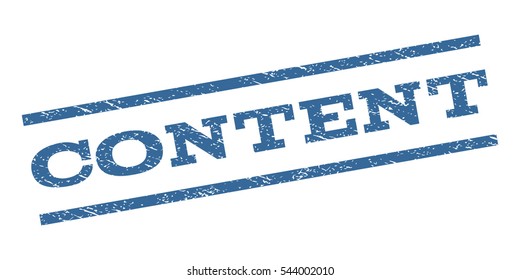 Content watermark stamp. Text tag between parallel lines with grunge design style. Rubber seal stamp with unclean texture. Vector cobalt blue color ink imprint on a white background.