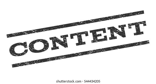 Content watermark stamp. Text tag between parallel lines with grunge design style. Rubber seal stamp with unclean texture. Vector gray color ink imprint on a white background.