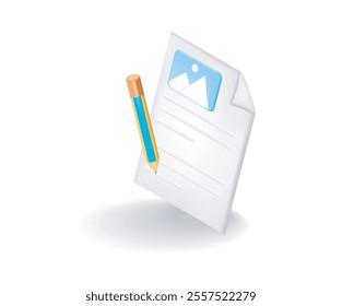 Content web on document with pencil